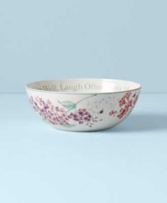 Butterfly Meadow Serving Bowl, Live Well Laugh Often 