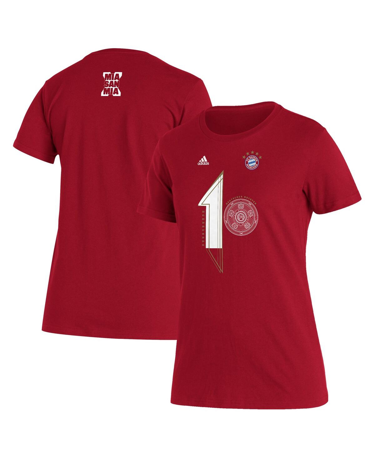 Shop Adidas Originals Women's Adidas Red Bayern Munich 2022 Deutscher Meister T-shirt
