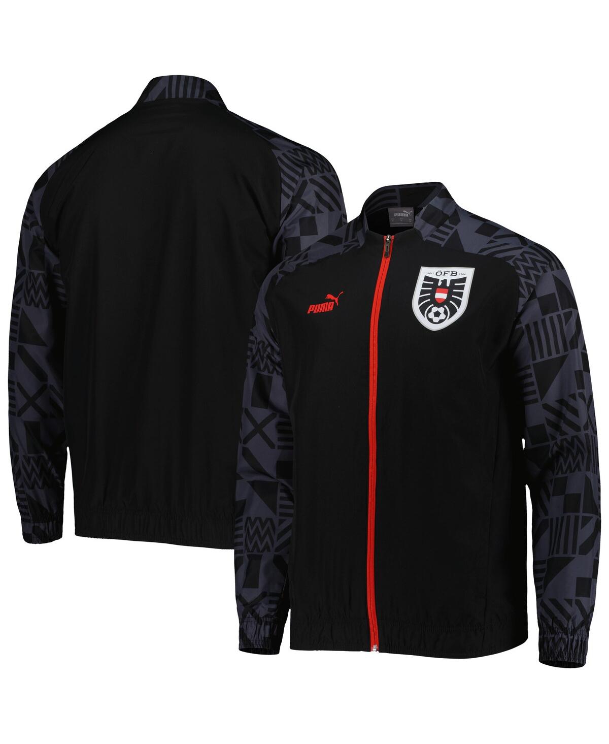 Men's PumaAustria National Team Pre-Match Raglan Full-Zip Training Jacket - Black