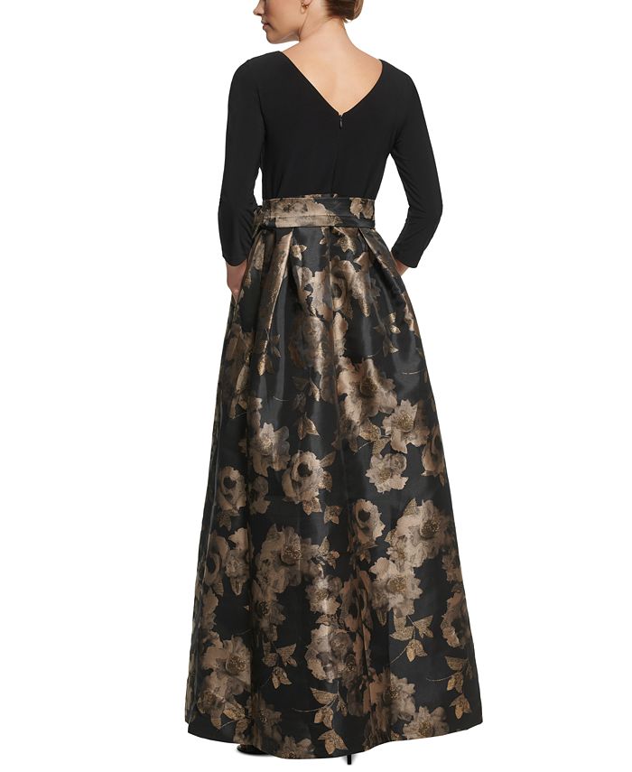 Jessica Howard Women's Metallic-Jacquard Skirt Ball Gown - Macy's