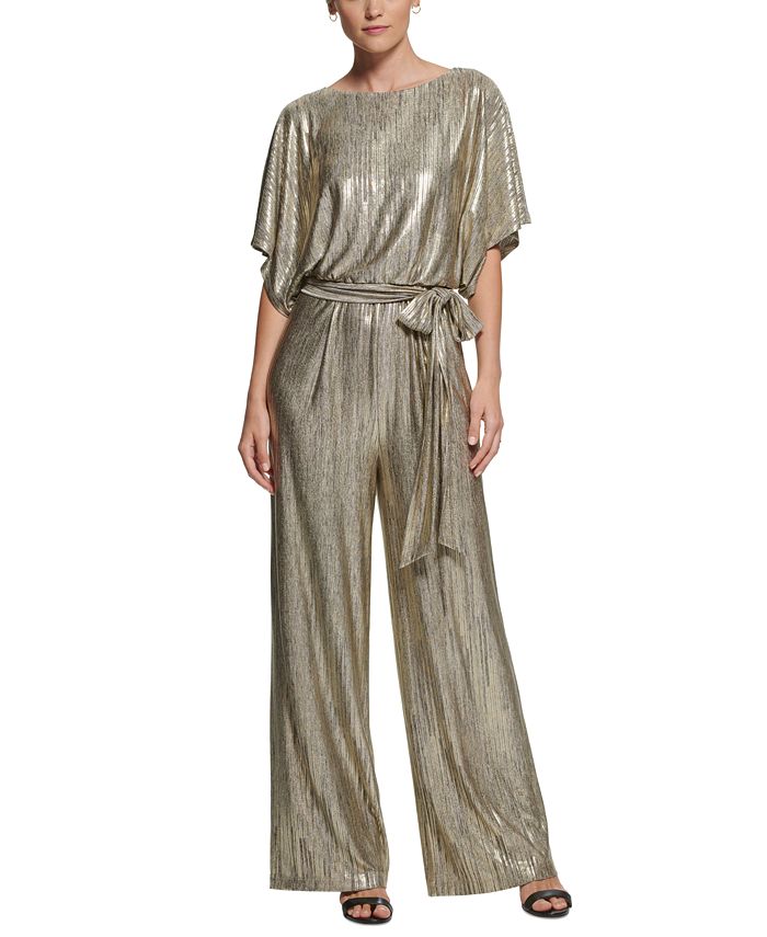 Jessica Howard Women s Foil Print Tie Waist Jumpsuit Macy s