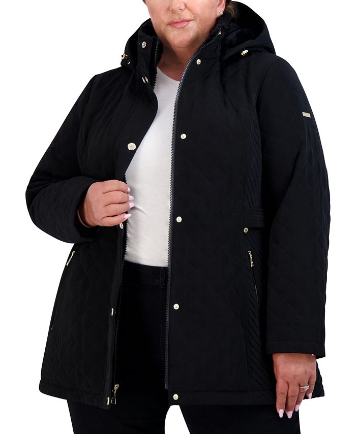 Laundry by Shelli Segal Women's Plus Size CozyLined Hooded Quilted