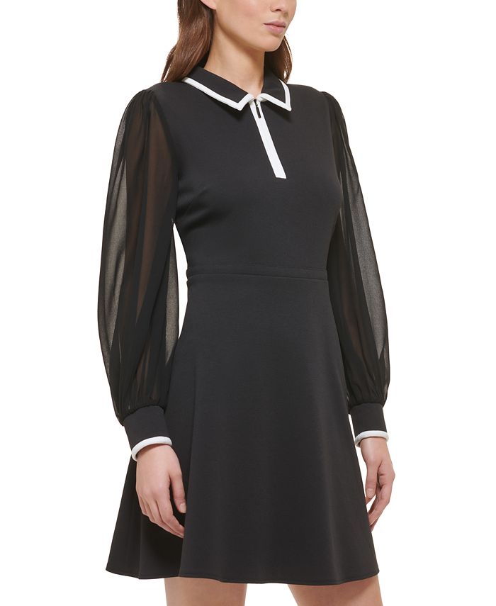 KARL LAGERFELD PARIS Women's Chiffon-Sleeve A-Line Dress - Macy's