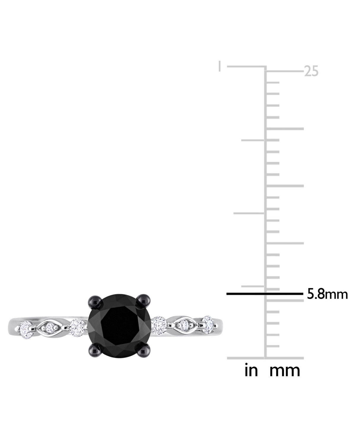 Black Diamond (1 ct. t.w.) & White Diamond Accent Engagement Ring in 14k- White Gold