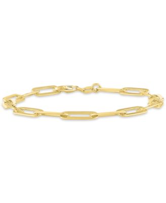 2-Pc. Diamond & Paperclip Link Bracelets (1/4 ct. t.w.) in 14k Gold-Plated Sterling Silver
