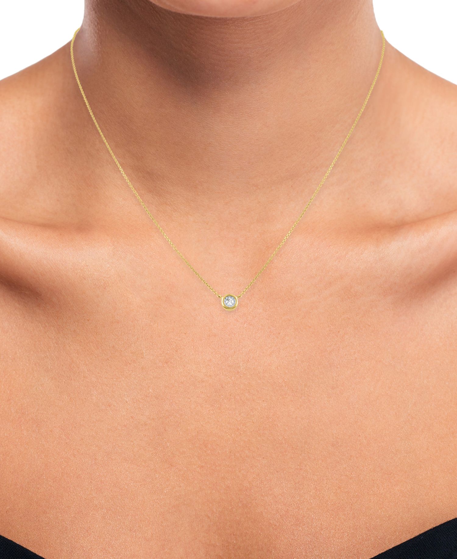 Diamond Bezel 18" Pendant Necklace (1/20 ct. t.w.) in 10k White or Yellow Gold