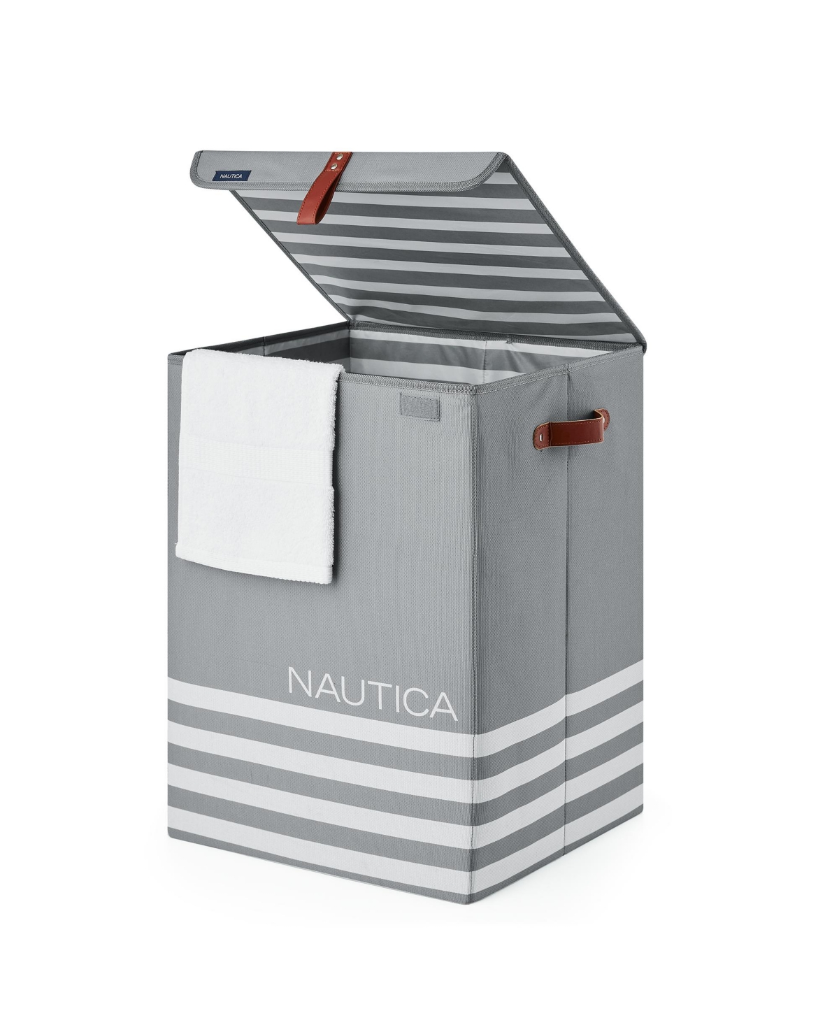 Nautica Folded Large Storage Trunk With Lid Block In Gray Stripe