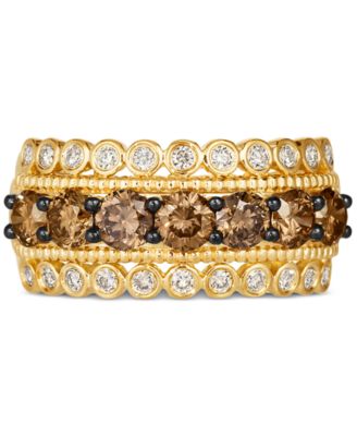 Коллекция многорядных колец и сережек Le Vian® с шоколадом и обнаженными бриллиантами из золота 14 карат