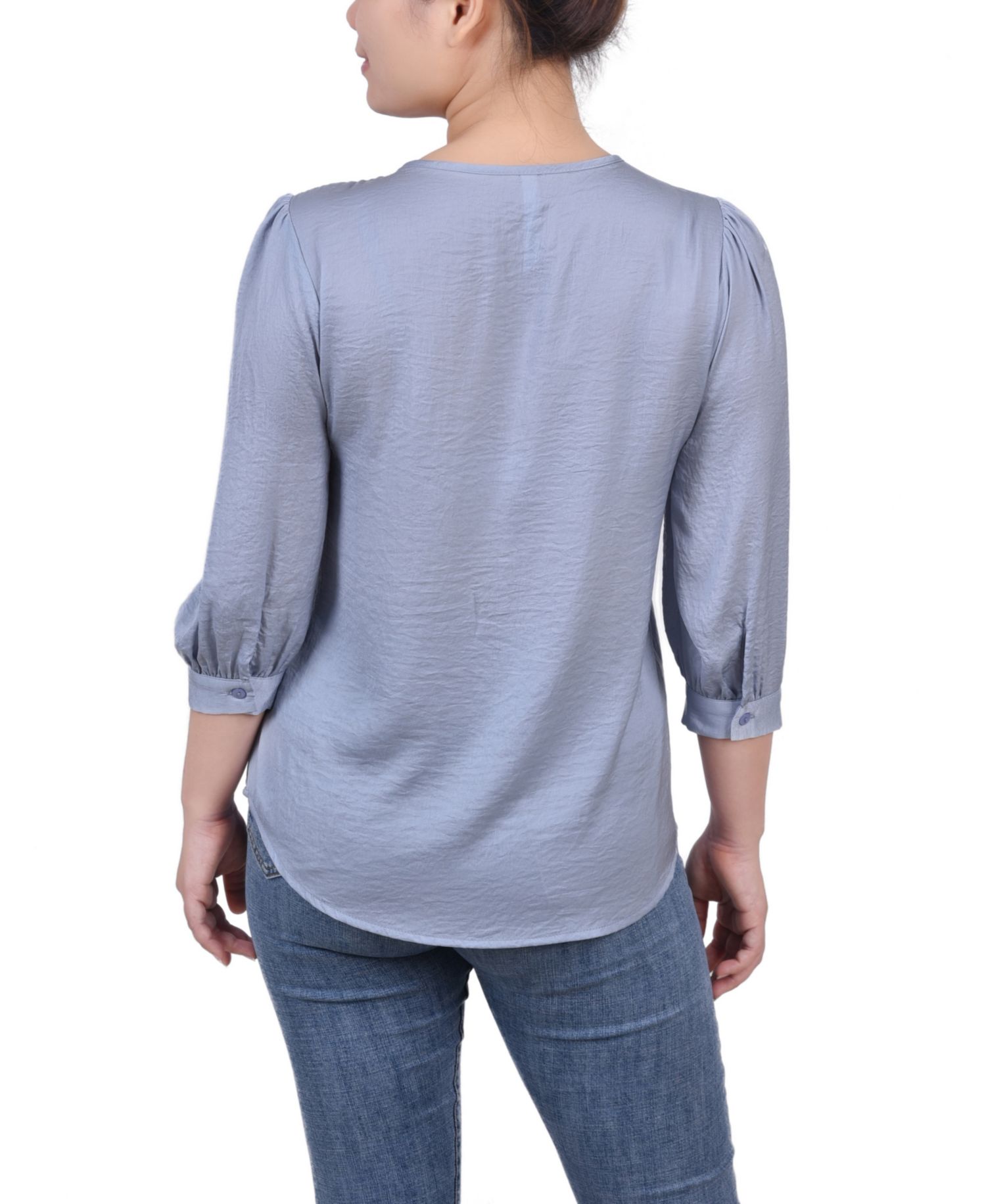 Petite Elbow Sleeve Satin Blouse