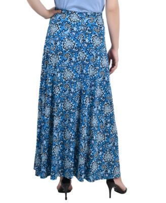 Petite Printed Maxi Skirt with Sash Waist Tie