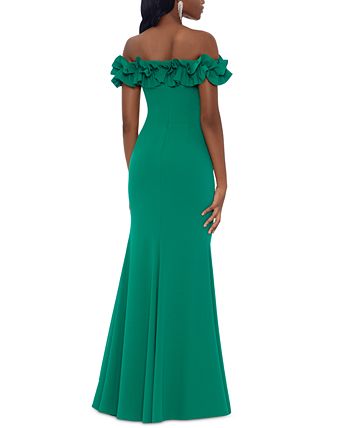 XSCAPE Ruffled Off-The-Shoulder Gown & Reviews - Dresses - Women - Macy's