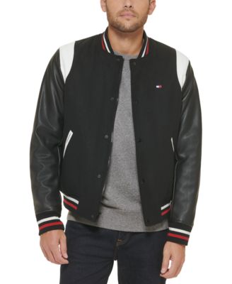 Tommy Hilfiger Men's Mixed Media Varsity Bomber Jacket, Created For ...