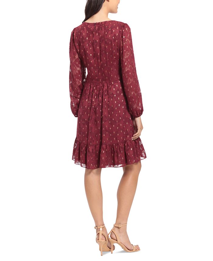 London Times Women's Printed Chiffon Fit & Flare Dress Macy's