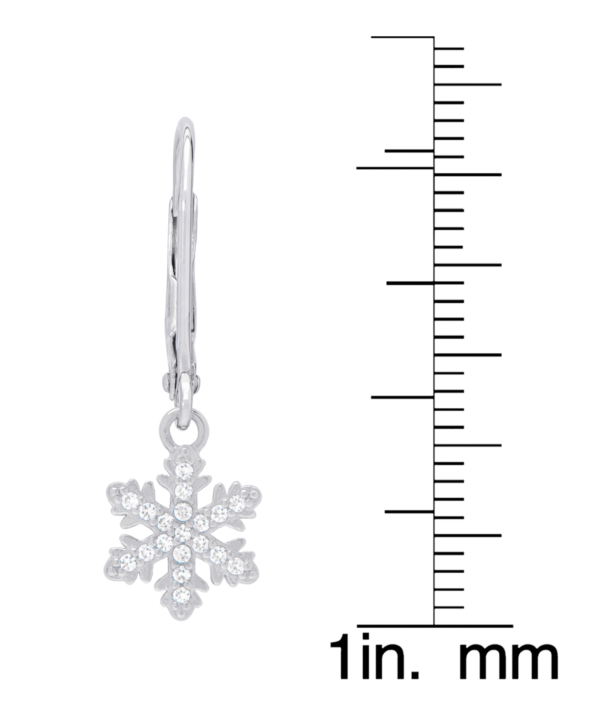 Lab-grown White Sapphire Snowflake Leverback Drop Earrings (1/3 ct. t.w.) in Sterling- Silver