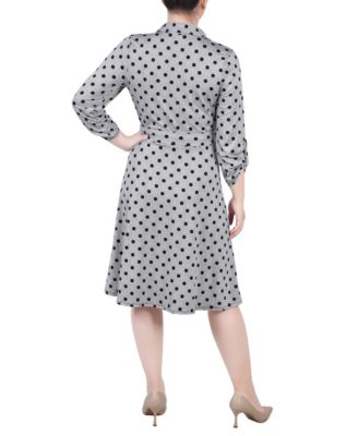 Petite 3/4 Sleeve Roll Tab Shirtdress