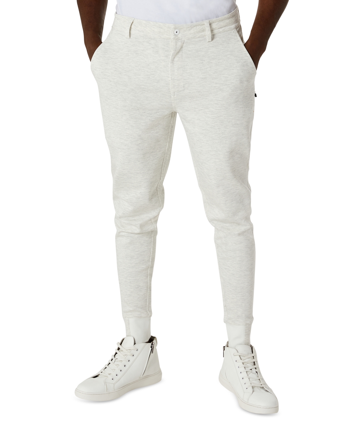 Shop Kenneth Cole Men's Stretch Knit Joggers In Light Grey