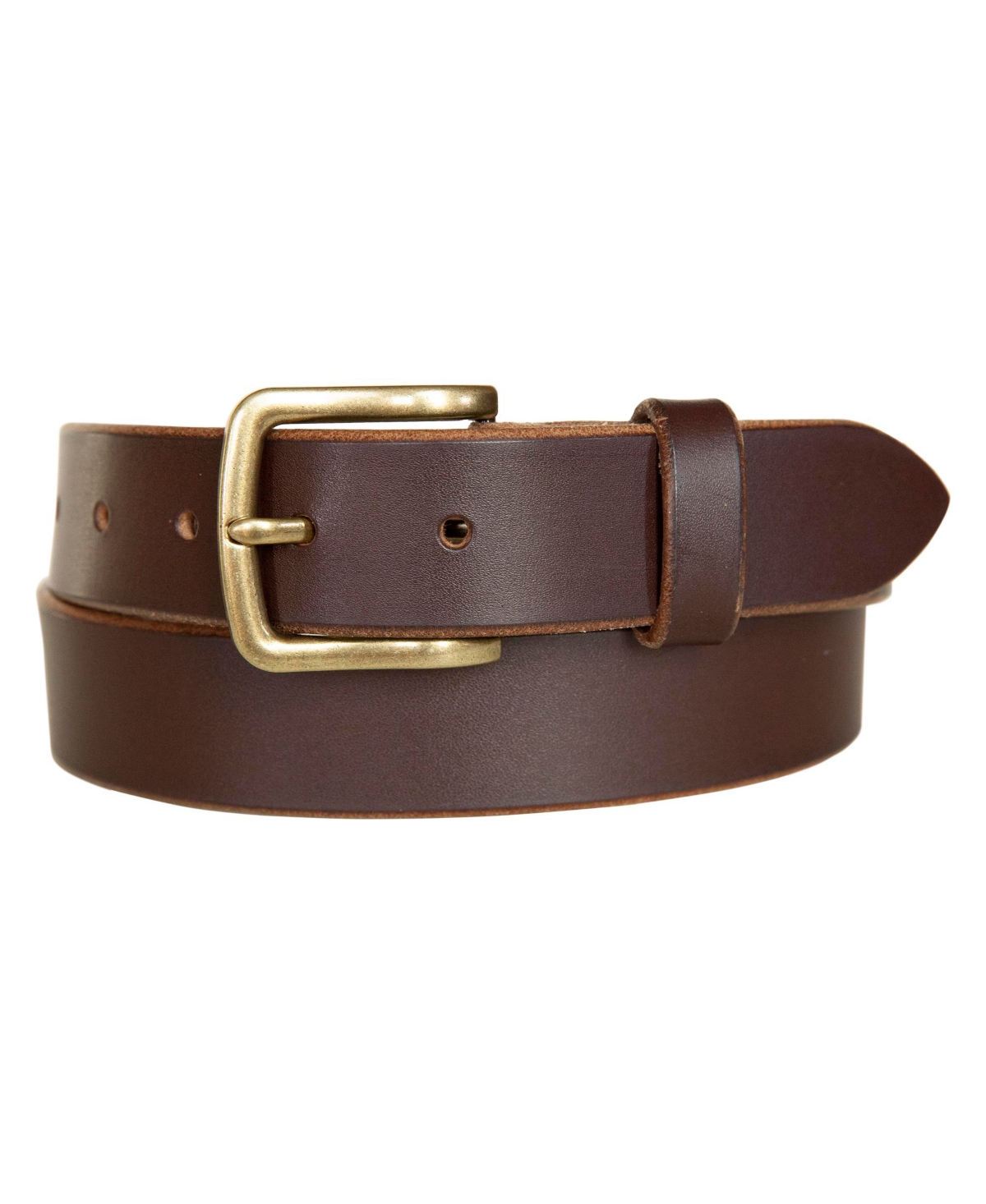 Men's Raw Cut Edged Leather Jean Belt - Brown