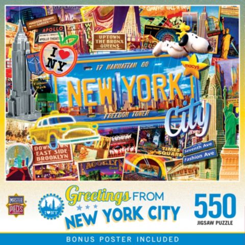 Детский пазл MasterPieces Puzzles Greetings From New York 550-Piece Puzzle, Ages 14+, цвет: Разноцветный