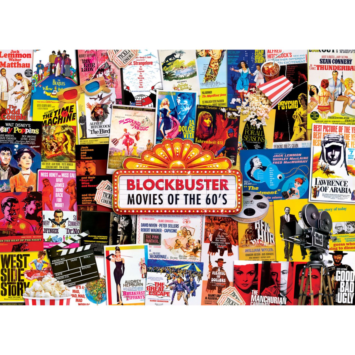 Детский пазл MasterPieces Puzzles Flashbacks Movie Posters 1000 Piece Puzzle, Ages 14+, цвет: Разноцветный — фото 2