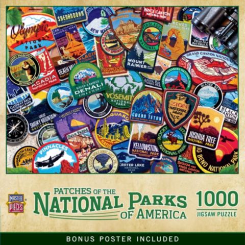 Детский пазл MasterPieces Puzzles Patches of the National Parks 1000 Piece Jigsaw Puzzle, Ages 14+, цвет: Разноцветный