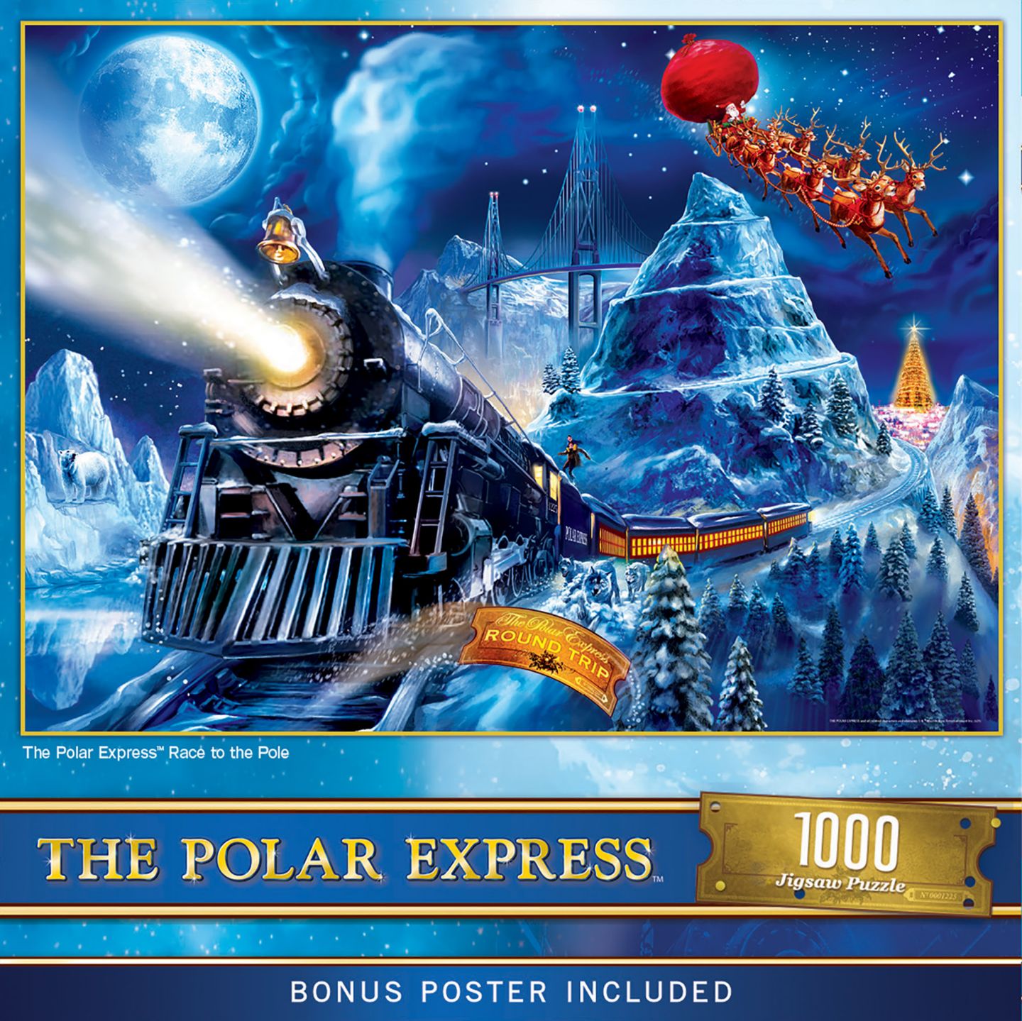 Детский пазл MasterPieces Puzzles The Polar Express Race to the Pole 1000 Piece Puzzle, от 14 лет, цвет: Разноцветный — фото 1
