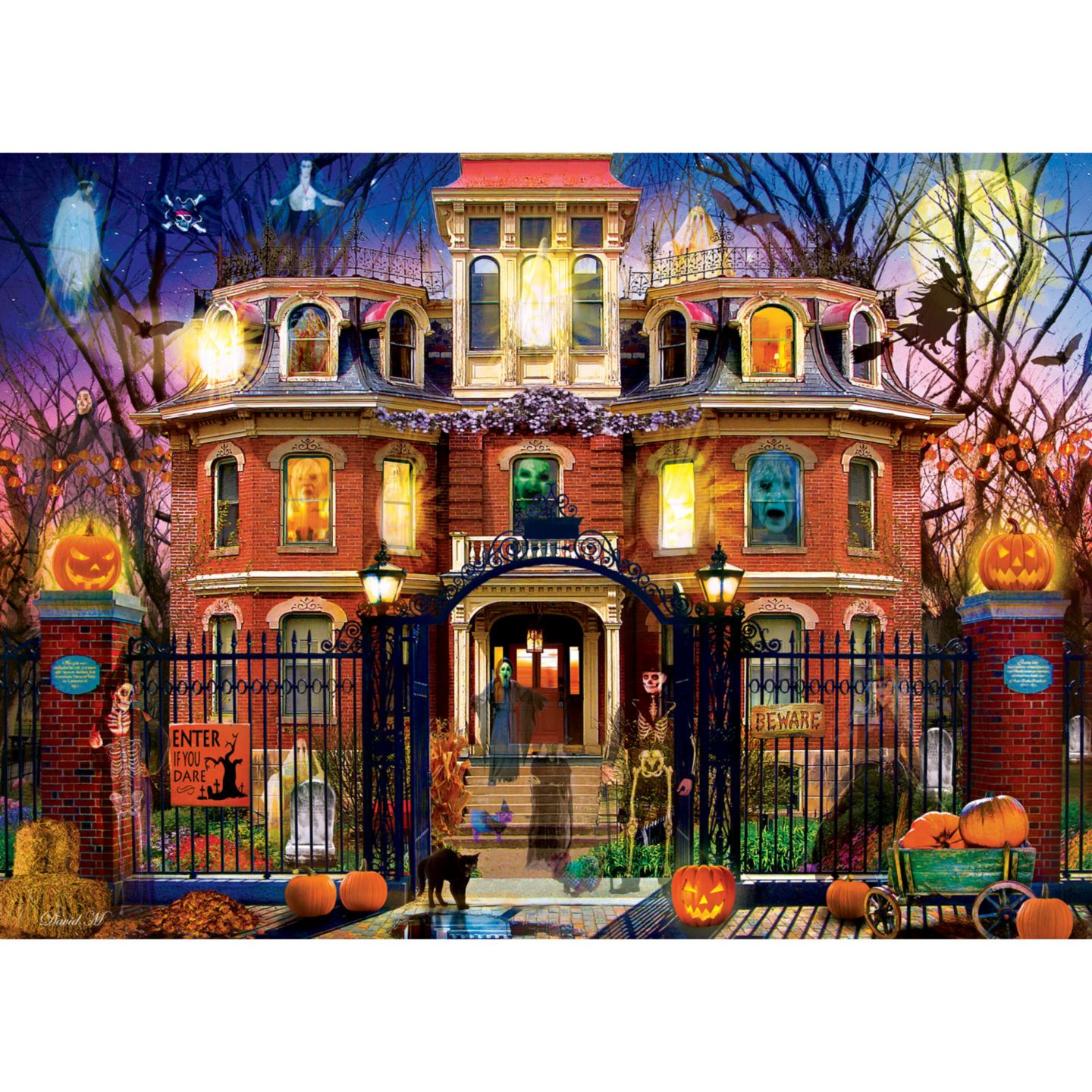Детский пазл MasterPieces Puzzles MasterPieces Glow in the Dark - Haunted House on the Hill 1000 Piece Puzzle, цвет: Разноцветный — фото 2