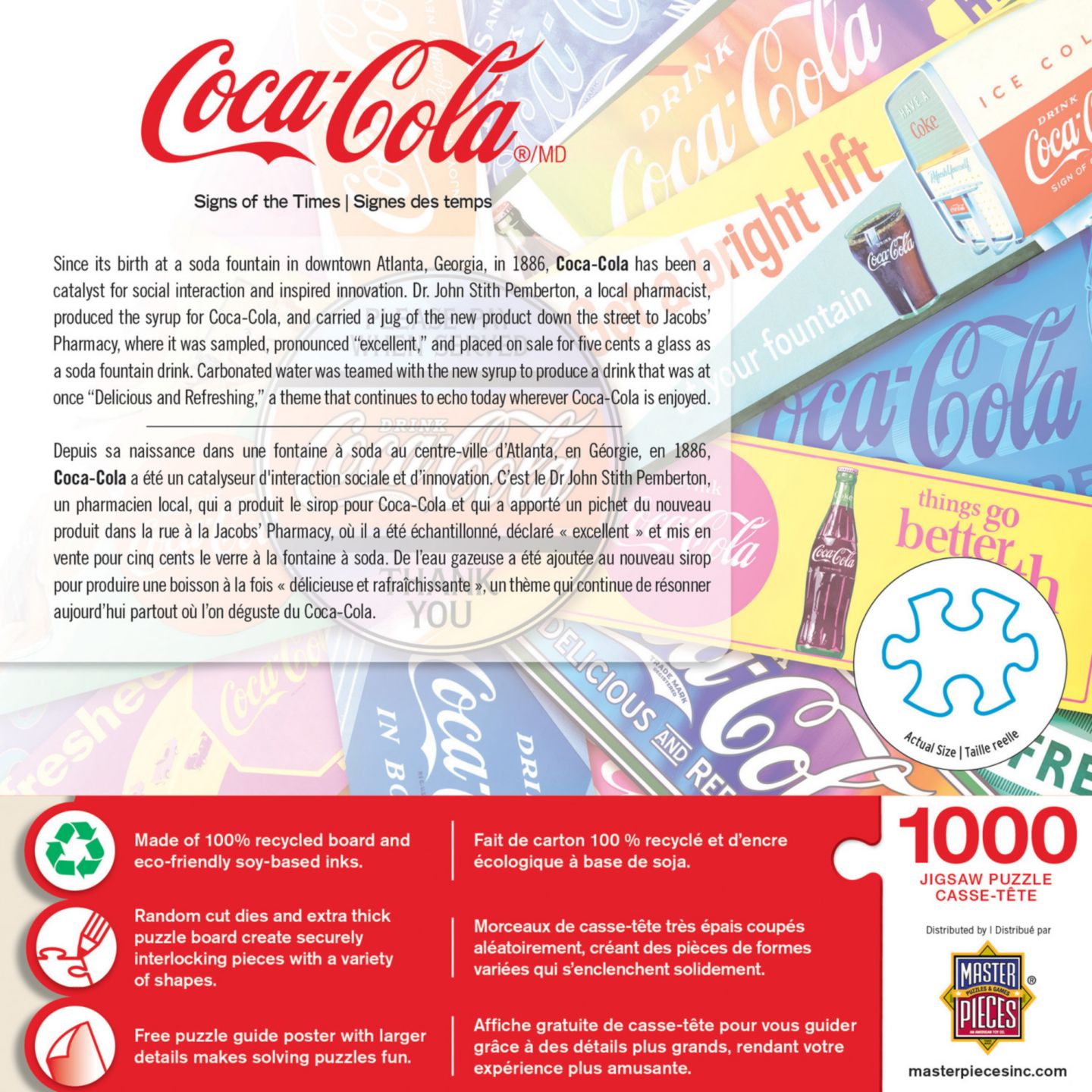 Детский пазл MasterPieces Puzzles Coca-Cola Signs of the Times 1000 Piece Puzzle, 14 Years & Up, цвет: Разноцветный — фото 3