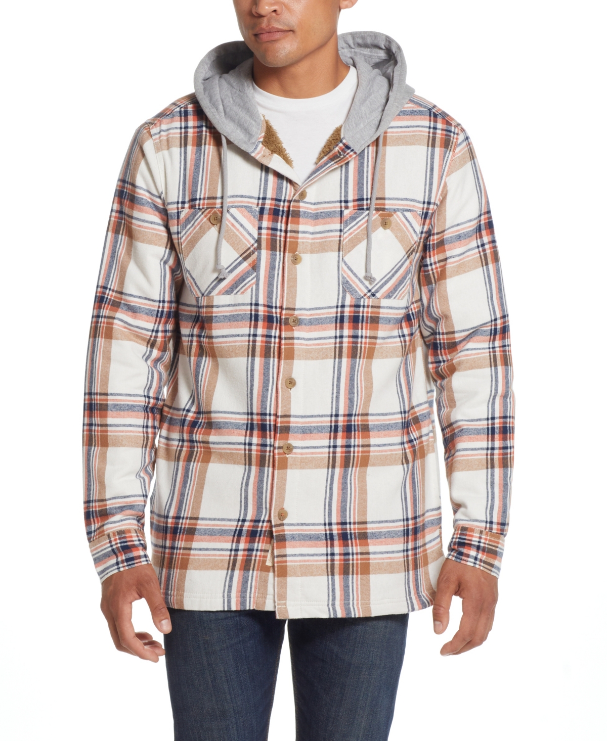 Weatherproof Vintage Men's Hooded Flannel Shirt Jacket | Smart Closet