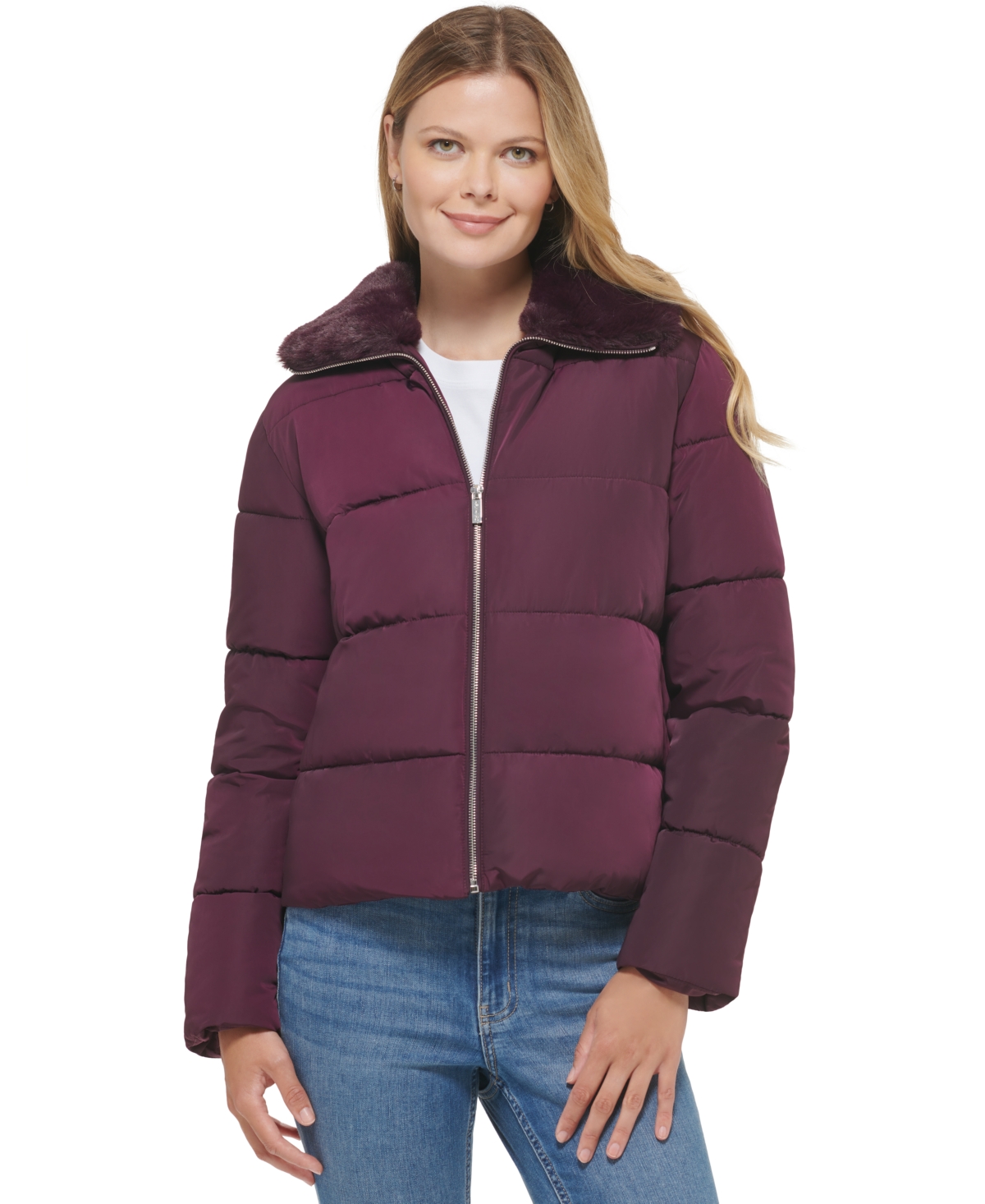 Calvin Klein Women's Faux-Fur-Collar Puffer Jacket