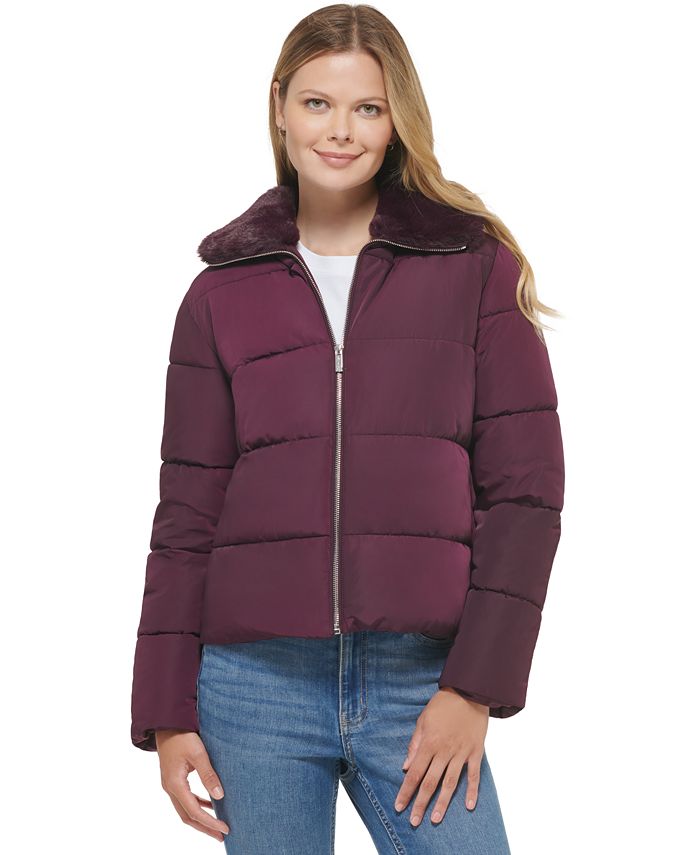 Doorlaatbaarheid Graan Manier Calvin Klein Women's Faux Fur Collar Puffer Jacket & Reviews - Coats &  Jackets - Women - Macy's