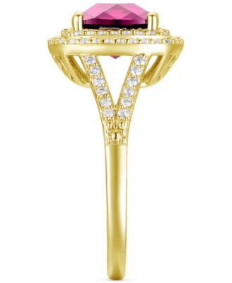 Lab-Grown Ruby (2-1/2 ct. t.w.) and White Sapphire (1/2 ct. t.w.) Ring in 14k Gold-Plated Sterling Silver