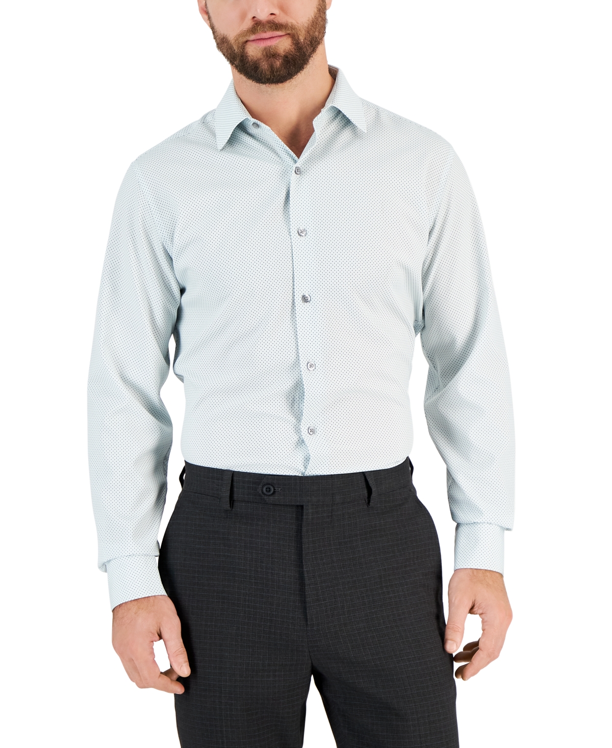 Alfani Men's Slim Fit 4-way Stretch Dima Geo-print Dress Shirt, Created For Macy's In Mint