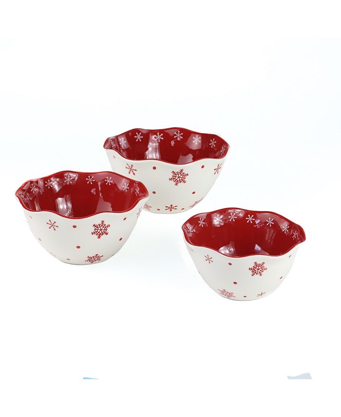 Euro Ceramica Winterfest 3 Piece Nesting Bowl Set & Reviews - Serveware ...