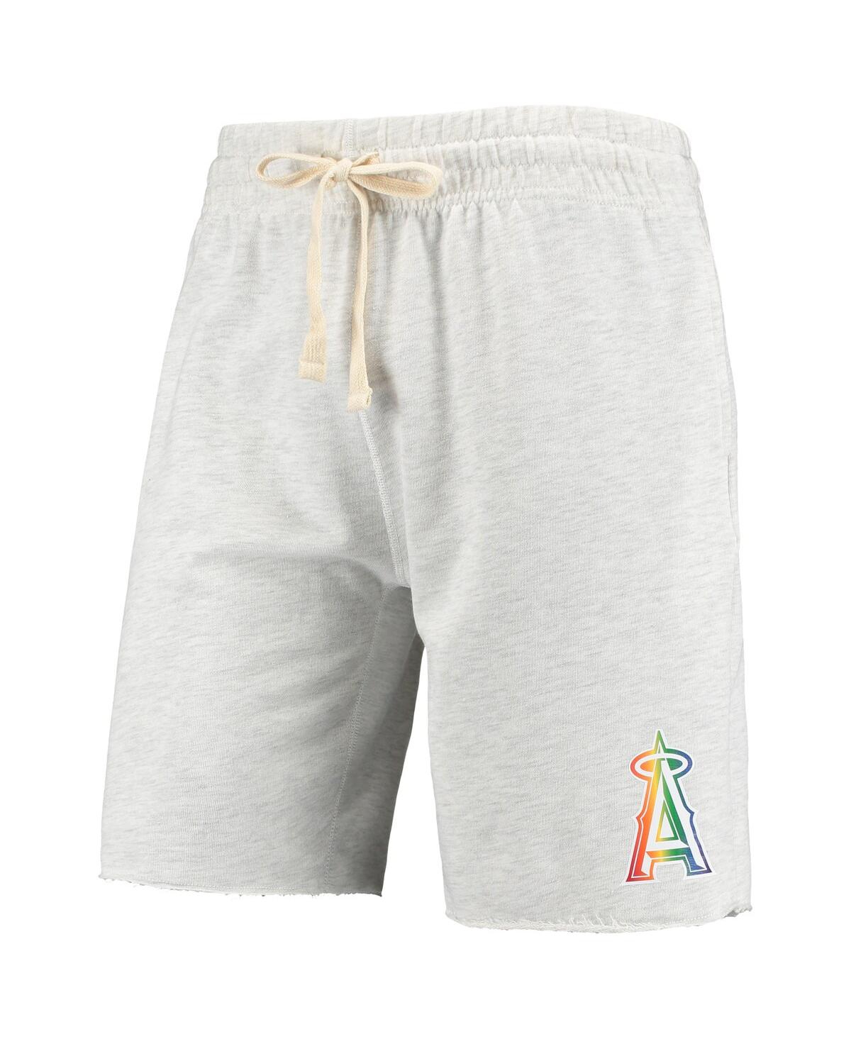 Shop Concepts Sport Men's  Oatmeal Los Angeles Angels Mainstream Logo Terry Tri-blend Shorts