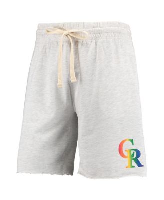 Men's Oatmeal Colorado Rockies Mainstream Logo Terry Tri-Blend Shorts