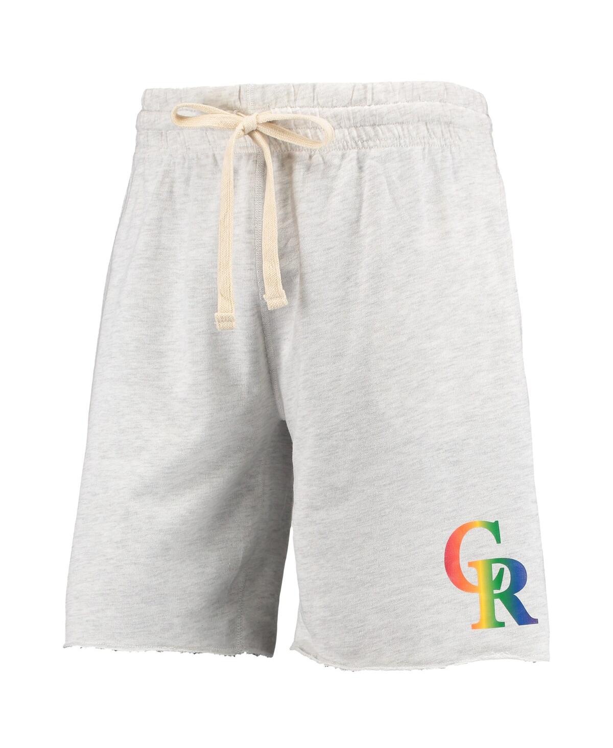 Concepts Sport Men's  Oatmeal Colorado Rockies Mainstream Logo Terry Tri-blend Shorts In Gray