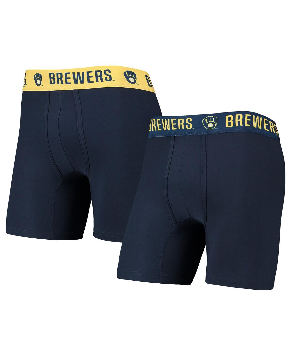 Men's Concepts Sport Navy, Gold Milwaukee Brewers Two-Pack Flagship Boxer Briefs Set - Navy, Gold