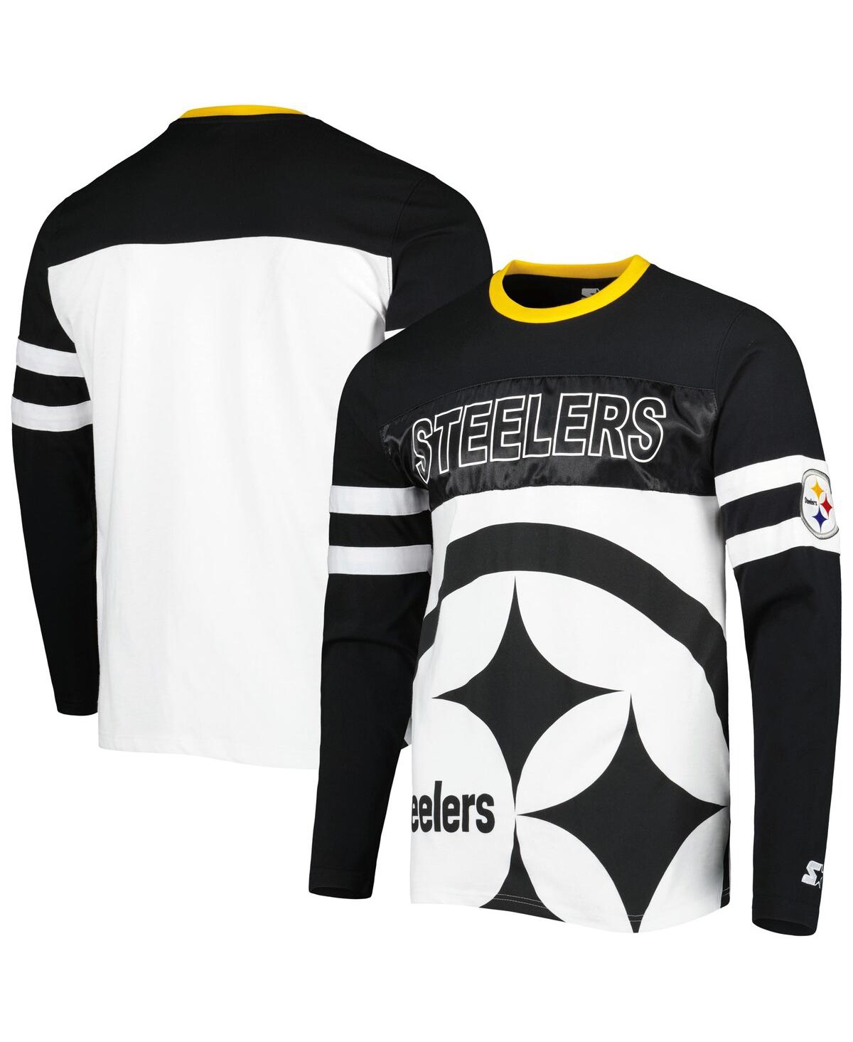 Shop Starter Men's  Black, White Pittsburgh Steelers Halftime Long Sleeve T-shirt In Black,white