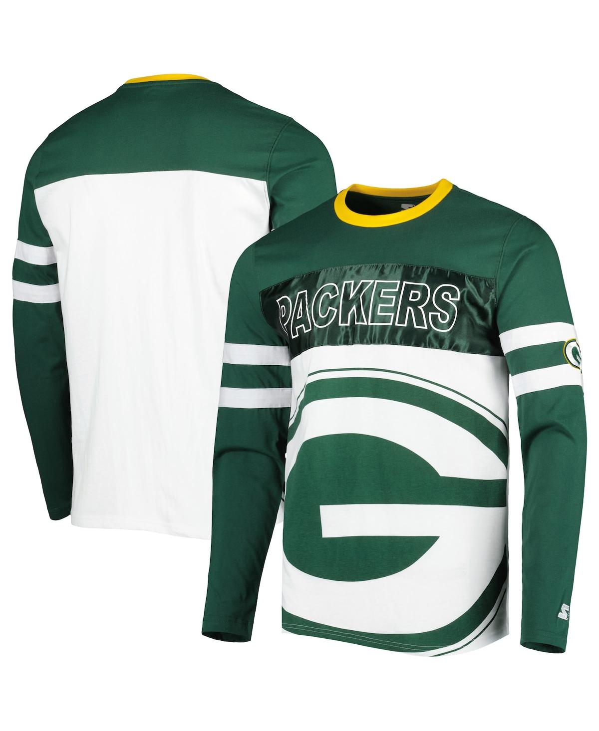 Shop Starter Men's  Green, White Green Bay Packers Halftime Long Sleeve T-shirt In Green,white