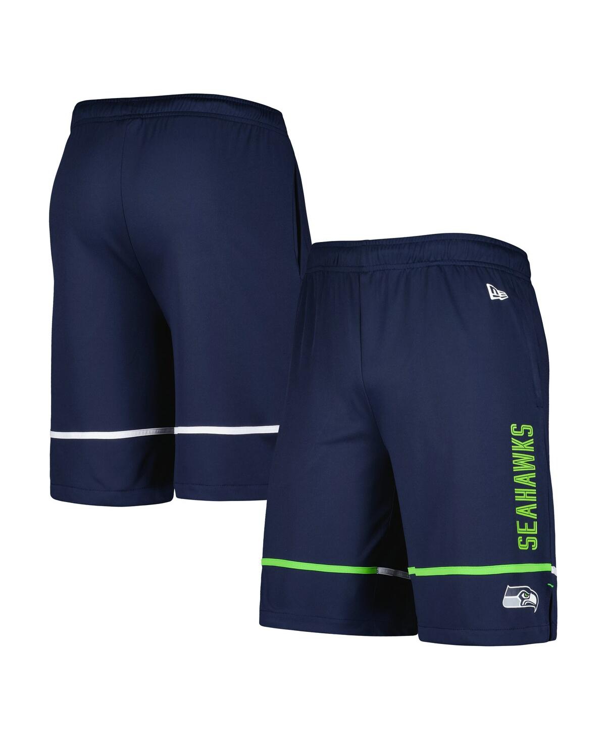 NEW ERA MEN'S NEW ERA COLLEGE NAVY SEATTLE SEAHAWKS COMBINE AUTHENTIC RUSHER TRAINING SHORTS 