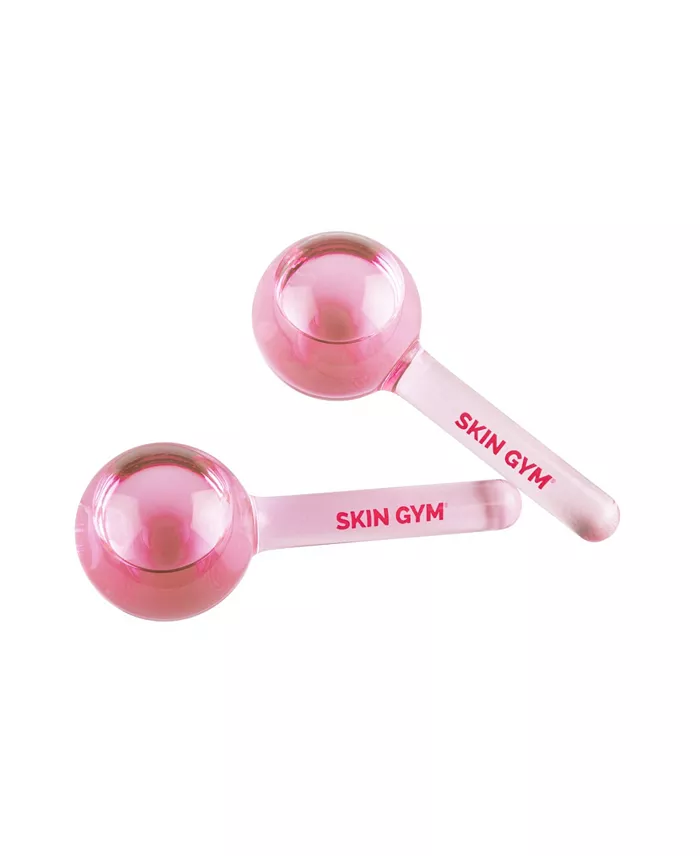 Two pink face ice globes