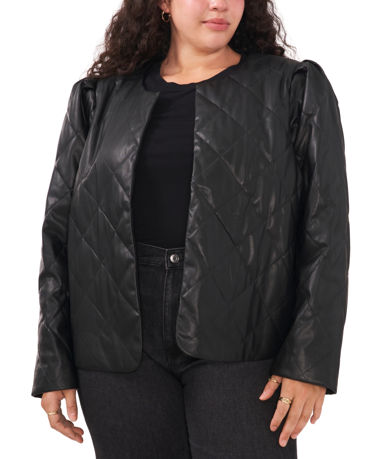 Vince Camuto Plus Size Quilted Faux-Leather Jacket