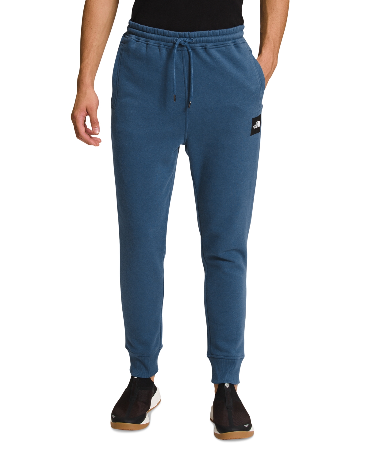 The North Face Men's Box Nse 'never Stop Exploring' Jogger In Shady Blue,tnf Black