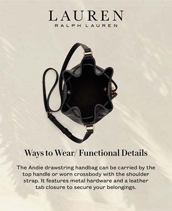 Lauren Ralph Lauren Leather Medium Andie Drawstring Bag (Vanilla) Handbags  - ShopStyle
