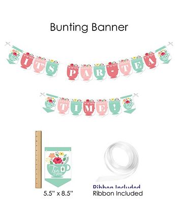 Big Dot Of Happiness Floral Let's Par-Tea DIY Garland Banner - 44 Piece Garden Tea Party Decoration Kit