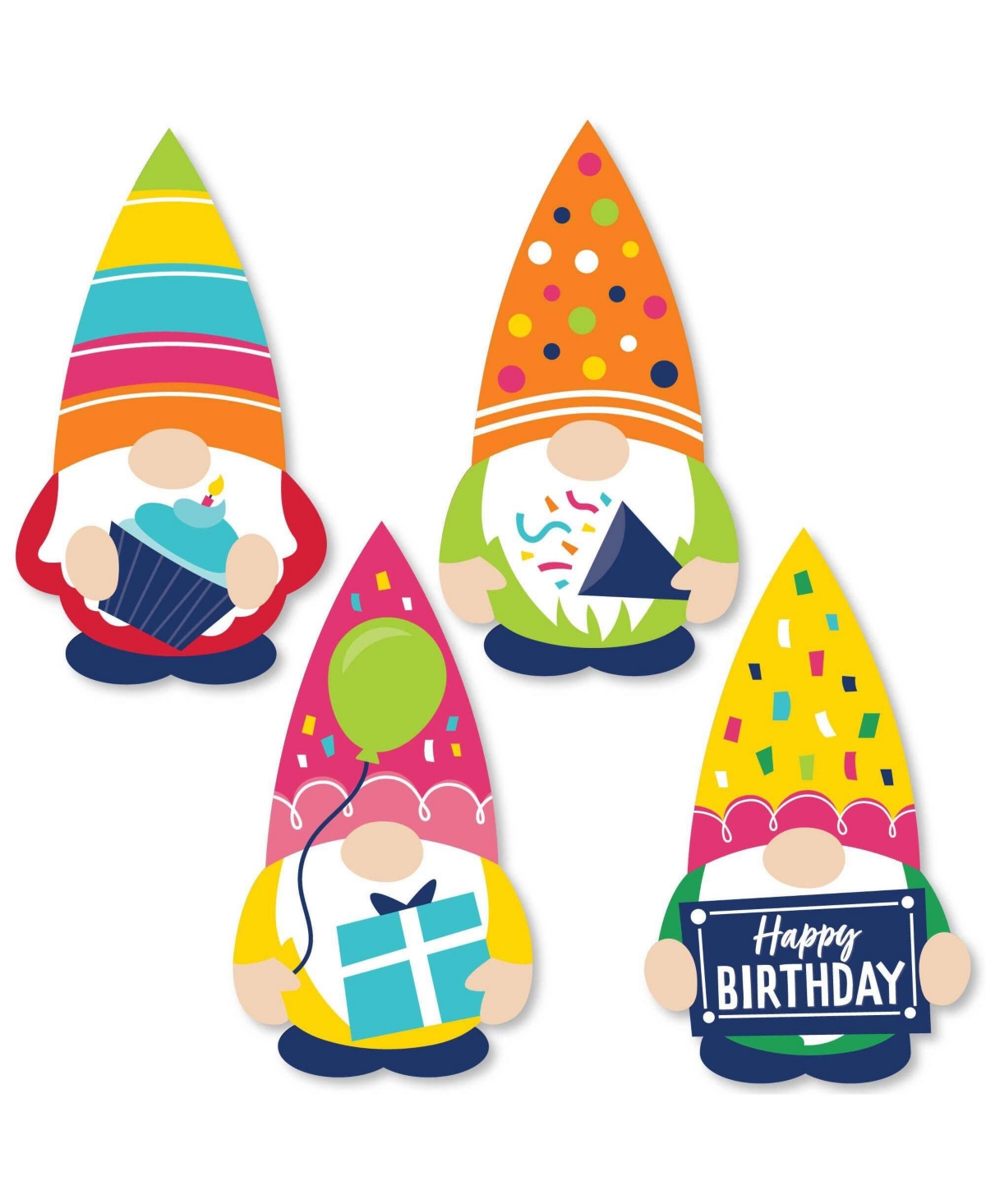 Gnome Birthday - Diy Shaped Happy Birthday Party Cut-Outs - 24 Ct