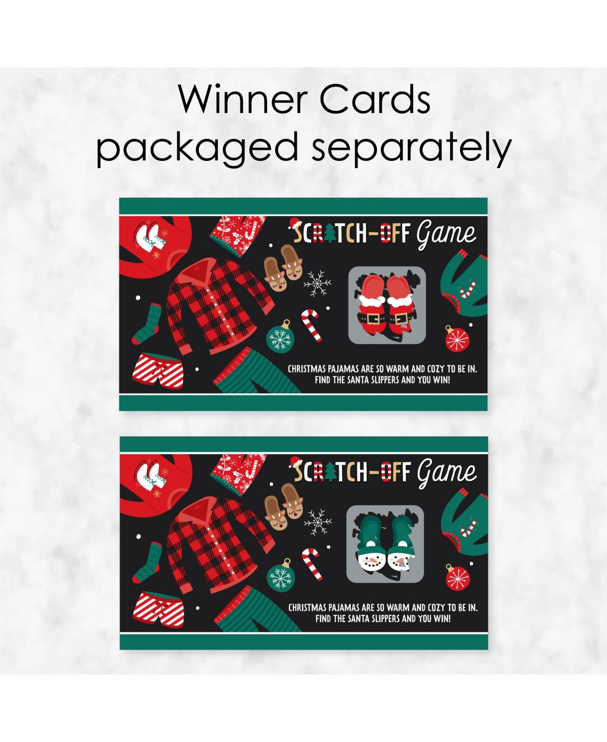 Big Dot of Happiness Christmas Pajamas - Holiday Plaid Pj Party Game Scratch Off Cards - 22 Count