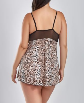 Carmen Plus Size Soft Microfiber and Lace Babydoll Lingerie Set