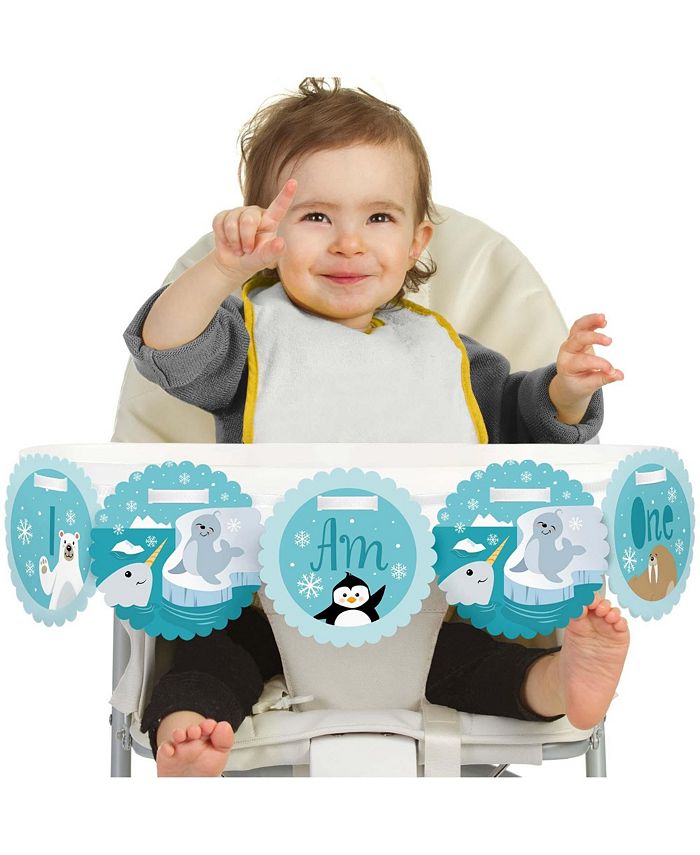 Big Dot Of Happiness Farm Animals 1st Birthday Banner: 'I Am One' High Chair Decoration With Scalloped Circles & Satin Ribbon - View #9
