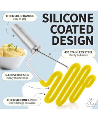 Non-Scratch Potato Masher Kitchen Tool - Durable Stainless Steel Mashed Potatoes Masher